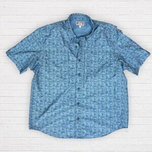 New DULUTH CoolPlus UPF 50 Action Teal Printed Outdoor Fishing Sport Shirt XL